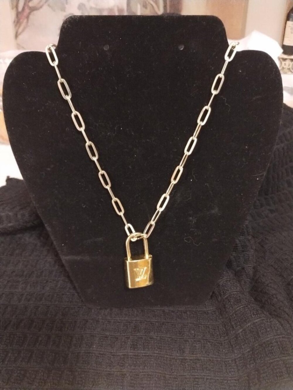 LOUIS VUITTON AUTHENTIC BRASS LOCK NECKLACE
